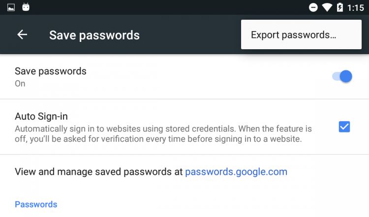 Exporting-passwords-on-Google-Chrome